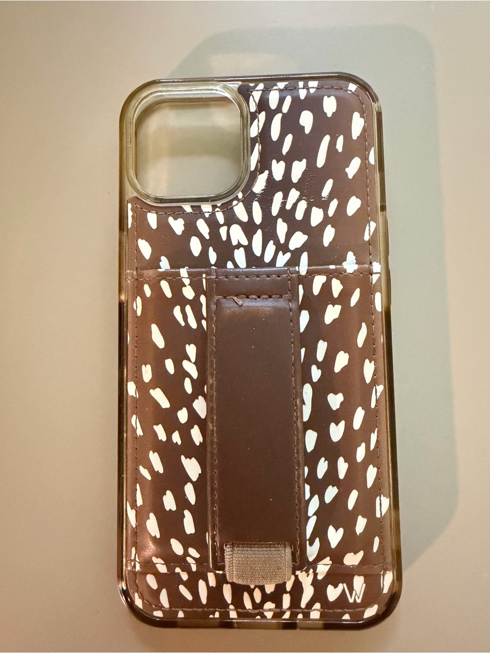 Walli Deer Fawn Animal Print Brown Speckled Phone Wallet Case with Hand Strap